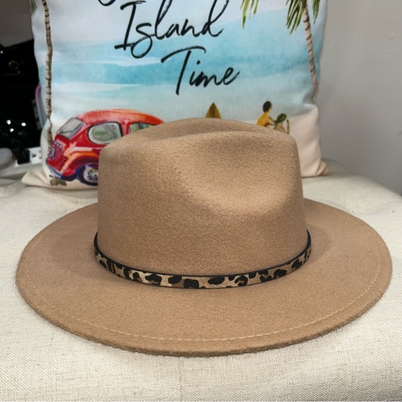 Tan Leopard Band Womens Fedora Hat 86010031Tn - Picture 7 of 12